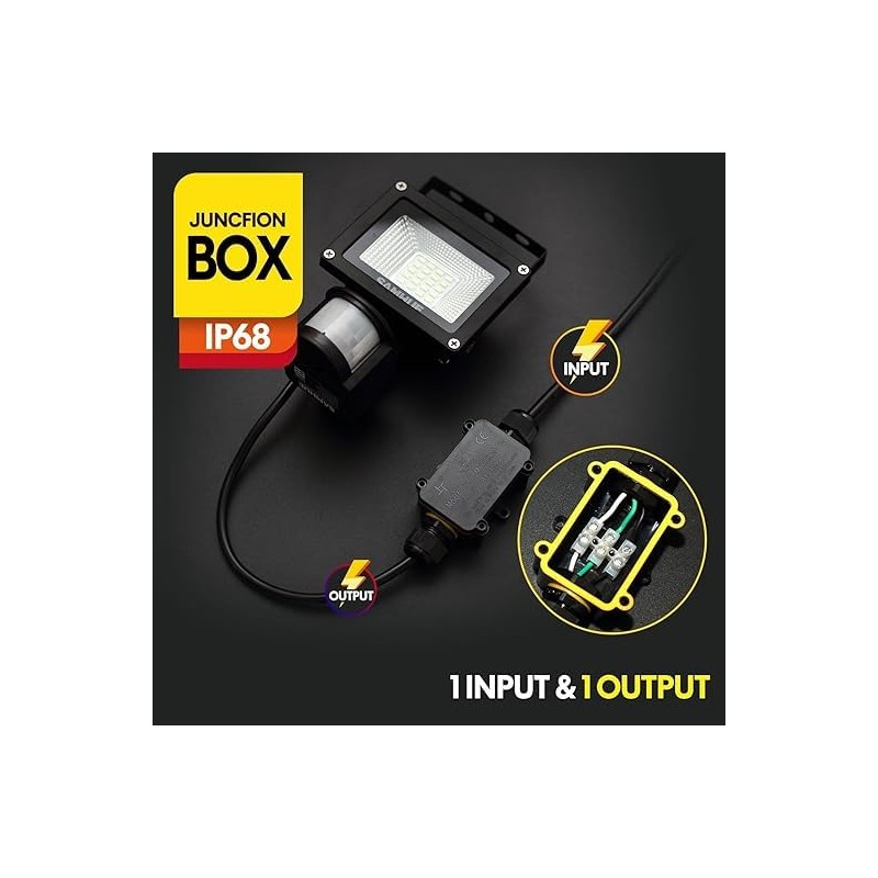 IP68 2/3 Way Waterproof Outdoor 3 Cable PG9 Black Plastic