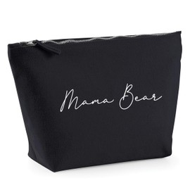 Womens Mama Bear Makeup Bag - Slogan Mothers Day Gift Ideas for Her - Mum Daughter Ideas, Black, M