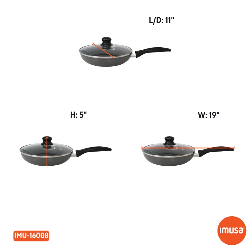 IMUSA 11-Inch Ceramic Nonstick Sauté Pan with Lid – Large
