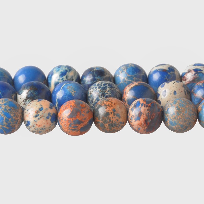 366DAYS 8mm Ocean Blue Sea Sediment Imperial Jasper Round Loose