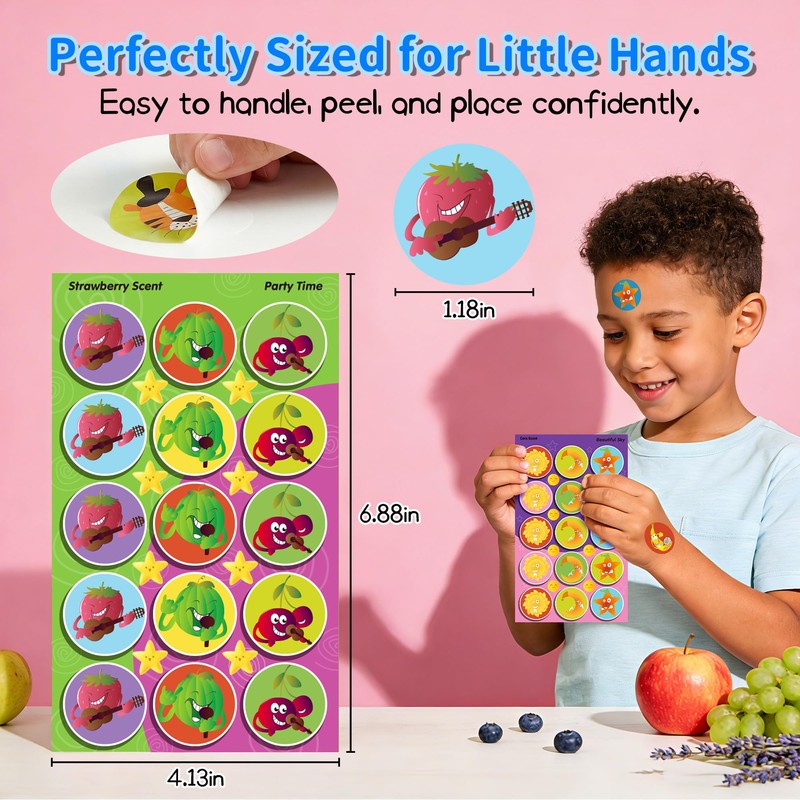 HORIECHALY 540 PCS Scented Stickers,Scratch and Sniff Reward Stickers