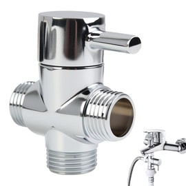 Shower Diverter Valve 3-Way T-Adapter, Solid Brass with Chrome Plating, Diverter Valve Shower for Hand Shower and Shower Head, G1/2 Male Thread, Easy Assembly, Brass G1/2 Inch Diverter Valve