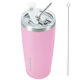 BJPKPK Insulated Tumbler 20 oz Stainless Steel Coffee Travel Thermal Cup With lids And Straws,Light Pink