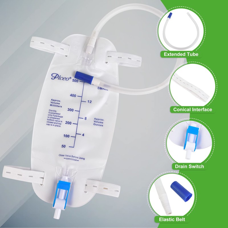 3 Pack Easy-Tap Catheter Leg Bag Urinary Drainage Bag, 500ml,