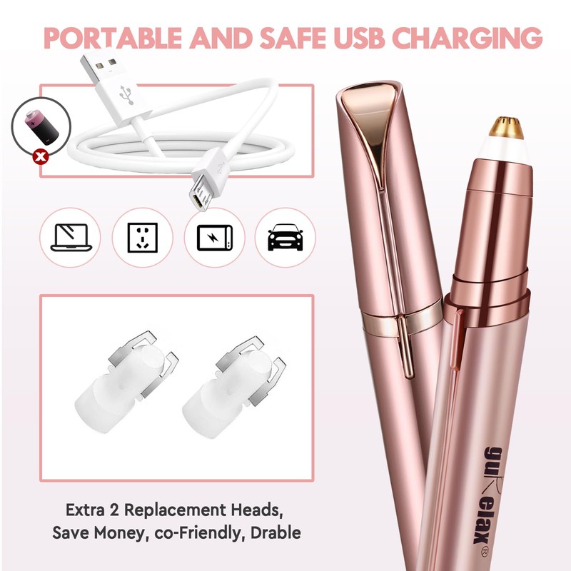 Gurelax Women's Electric Eyebrow Trimmer with Replacement Blades, Precision LED