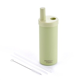Elephant Cuppa Insulated Tumbler S with 2 Straws & Straw Cover, SUS 316 Stainless Steel, Leakproof, Reusable, Hot & Cold Retention for Coffee, Tea, Great for Office, School, Travel - 24 oz, Green