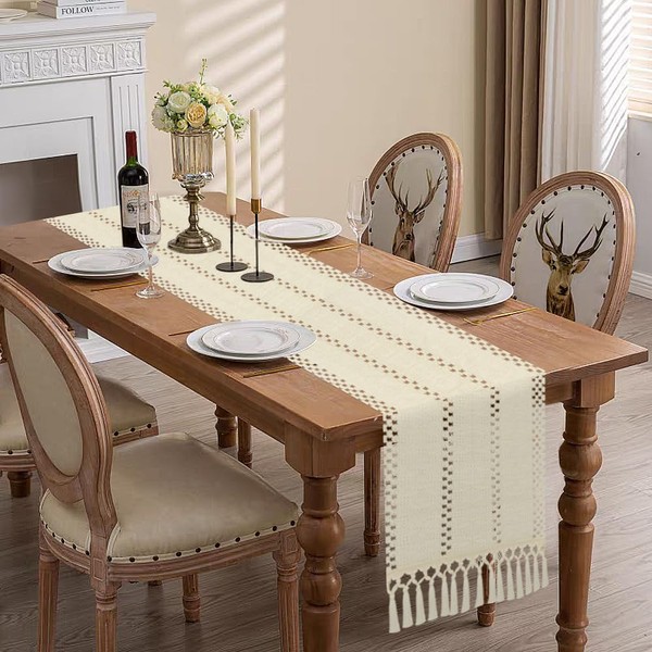 Boho Table Runner 72 Inches Long Rustic Farmhouse Table Runner
