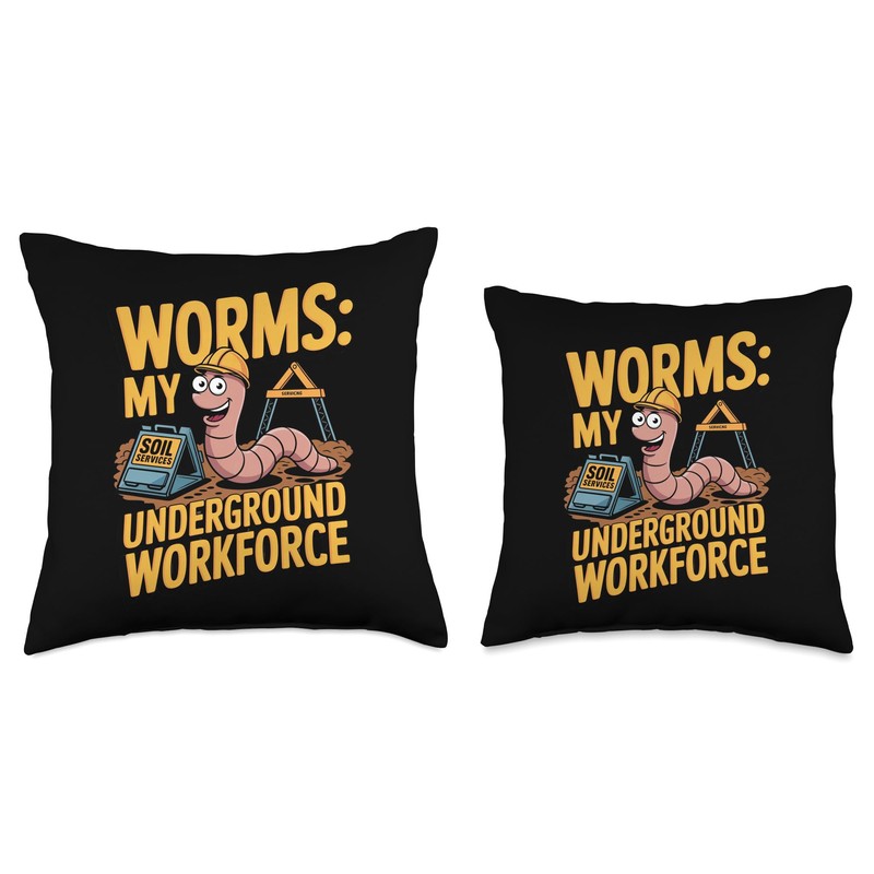 Vermiculture Worm Bin for Sustainable Home Composting Throw Pillow