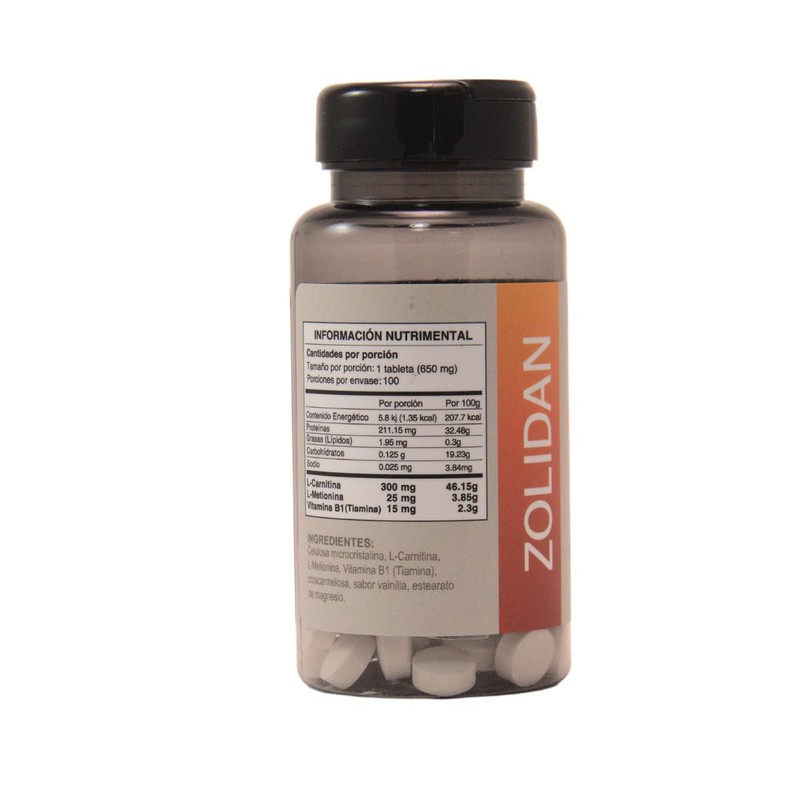 Pharmadan Zolidan, L-Carnitina, L-Metionina, Vitamina B1, 30 Tabletas de 650