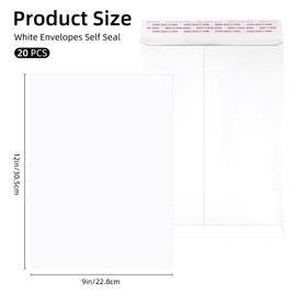 Pack of 20 Self-Sealing Catalogue Mailing Envelopes 229 x 305 mm Bag Envelopes 28 lb White Catalogue Envelopes with Self-Sealing Closure for School Office Home Mailing Organise Supplies