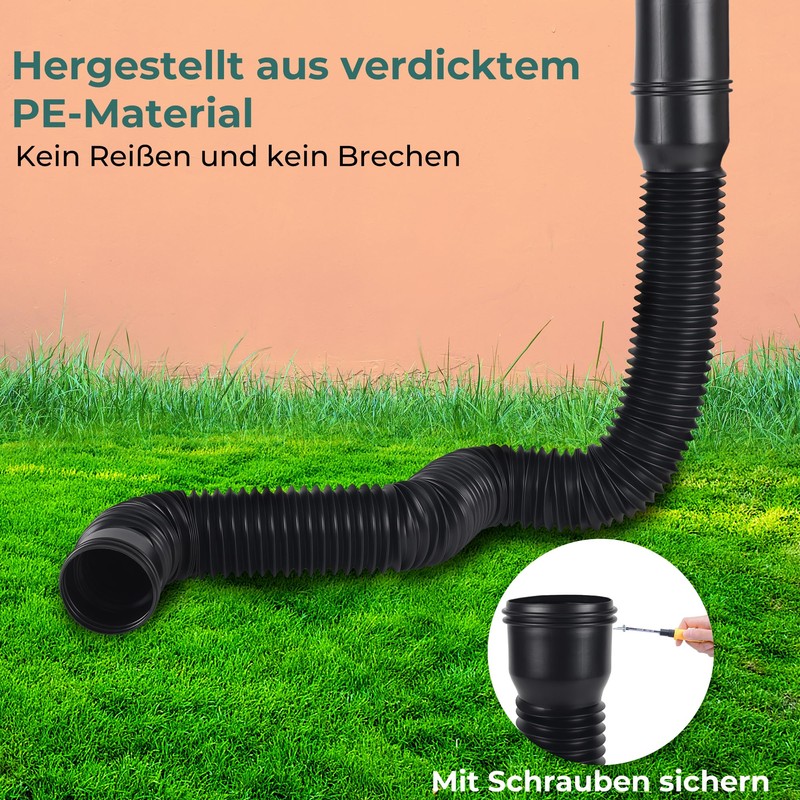 BKITC Gutter Flexible Downpipe Extension, Round Extension for Downpipe 80/100