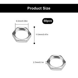 HERKINDNESS Pack of 50 Nuts M10 x 1 SW12 2.5 mm ISO Fine Thread DIN 13-5 Galvanised Key Nut, Hex Nut for DIY Lamps and Accessories Replacement