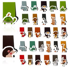 Lets Joy Magnetic Bookmarks, Pack of 30 Magnetic Bookmarks, Animals, Magnetic Page Markers, Colourful Cute Animals Bookmarks, Reading Stationery Gifts