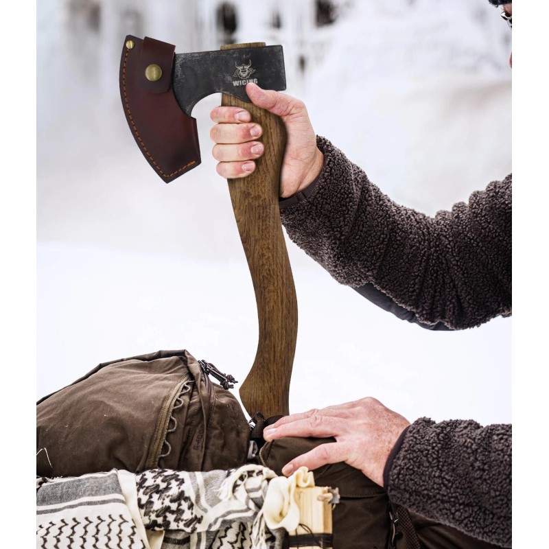 Wicing 15" Hatchet Axe Wood Handle 2Lbs Manganese Chopping Camping