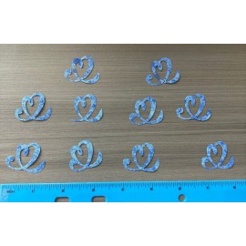 Blue Fancy Hearts Iron on Fabric Appliques Pre-Cut