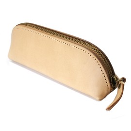 Pen Case, Genuine Leather, 15 Pieces, Chuck, Soft Leather, Sewing, Slim, Pencil Case, Lightweight, Tochigi Leather, Large Capacity, Stylish, Triangular, Stationery, Cute, Easy to Put In and Take Out