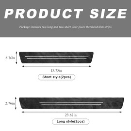 ZNDAW 4 PCS Car Door Sill Protector, Carbon Fiber Leather Anti-Scratch Waterproof Threshold Protector, Exterior Decor Entry Guard Protection Cover Sticker for Car Truck SUV (White)
