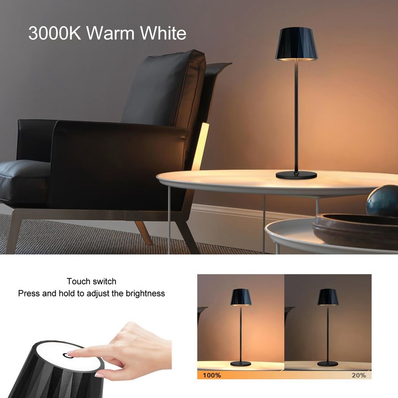 Table Lamp LED 3000K Warm Light 5200mAh Rechargeable Stepless Dimmable