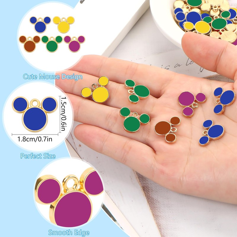 Hartop 30 Pcs Mouse Charms, Mouse Head Pendant Mouse Key