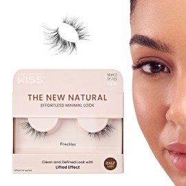 KISS The New Natural, False Eyelashes, Freckles', 12 mm, Includes 1 pair of lash, Contact Lens Friendly, Easy to Apply, Reusable Strip Lashes