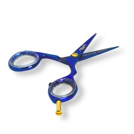 Massive Bee Store Rounded-Tip Trimming Scissors for Men – Stainless Steel High Carbon Beard, Mustache, and Ear Hair Grooming Scissor (Blue (Pointy-Tip))