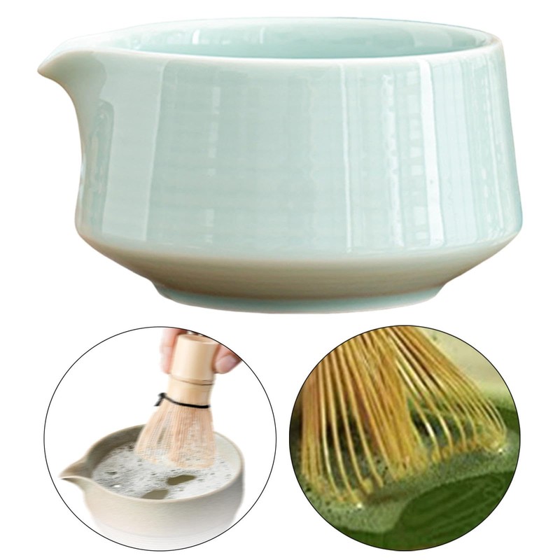 Leefasy Ceramic Matcha Tea Bowl with Spout, Chawan, 560ml, Light