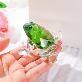 gifthub Crystal Frog Glass Art Statue Crystal Frog Decoration Series Glass Home Desktop Simulation Animal Decoration Gift for Mom