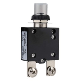 DIYhz Thermal Circuit Breaker,98 Series 50A 125/250VAC 32VDC Bottom Screw Thermal Overload Circuit Breaker Push-Button Reset with Quick Connect Terminals and Waterproof Button Cover - 50 Amp, 1 Pcs