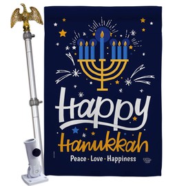Ornament Collection Happy Hanukkah House Flag Eagle Set Winter Candle Bonsai Menorah Jewish Chanukah David Decoration Banner Small Garden Yard Gift Double-Sided, 28" x 40", Thick Fabric