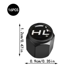 Pack of 16 Car Valve Caps, Universal Valve Caps, Black Car Valve Caps, Valve Caps with Labelling, Tyre Valve Caps, Valve Cover Set for Cars, SUVs and Motorcycles