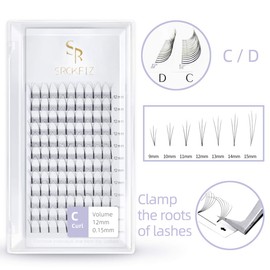 SRCKFIZ 3D Lash Extensions Premade Fans Eyelash Extension C D Curl Natural Rapid Russian Volume Individual Lashes Thickness 0.10mm Pre-fanned DIY Lash Extensions Supplies 8-15mm (3D-C-0.10, 15mm)