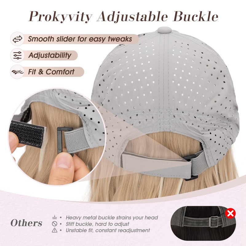Hat Wig for Women, Wig Cap with Hair Attached,Quick-drying Baseball