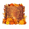 WR Autumn Maple Forest Backdrop Fall Harvest Maple Leaves Pumpkin