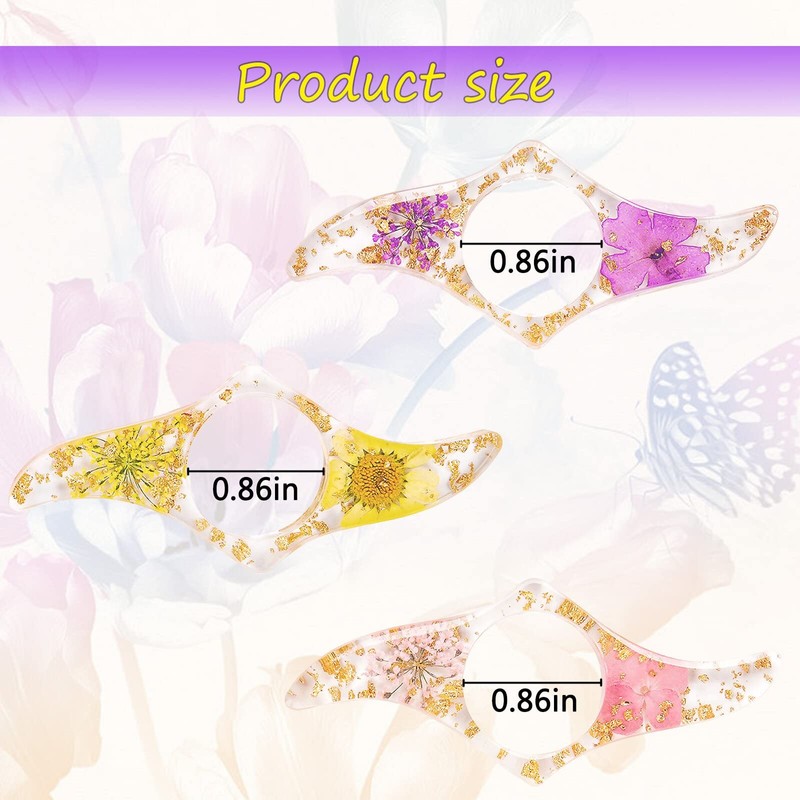 3 Pieces Book Page Holder-Dried Flower Resin Thumb Holder-Handmade Light