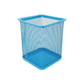 D.RECT Metal Square Pen Holder | Pen Holder Cube Made of Wire Metal | Mesh Multifunctional Cup for Ballpoint Pen Blue