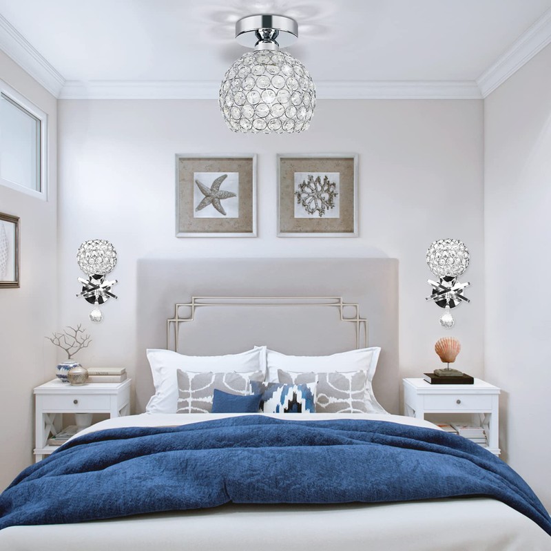 TISLYCO Small Chandelier for Hallway, Modern Semi Flush Mount Light