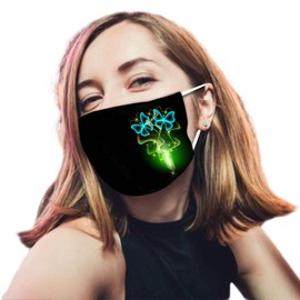 YBSHIN Floral Moth Cover Fluorescence black Washable and Reusable Breathable Cotton Mouth Mouth Accessory Cosplay Party Protection Mouth Shield Anti Dust Mouth Cover Jewelry for Women and Men (Green)