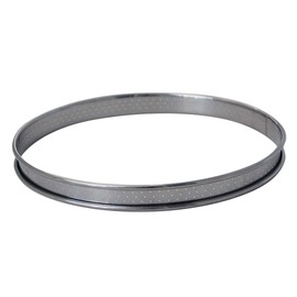 De Buyer Stainless Steel Round Perforated Tart Ring with Rolled Edge, Silver