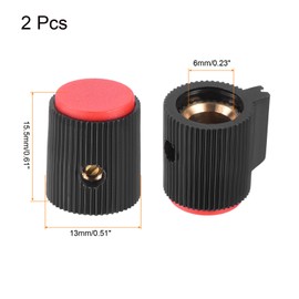 QUARKZMAN Potentiometer Knobs Bakelite 13 x 15.5 mm Volume Control Knob Cap for Guitar Bass, Volume Control, Audio 6 mm Hole with 2 Pieces Set Screw Black Red 2 Pieces
