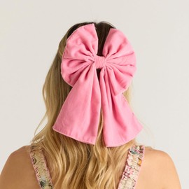 ACCESSORY TO LOVE Women's Happiness Is Here Velvet Hair Bow, Handmade, Barrette Clip, Pink