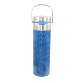 Eigenart Leeza Geo Blue Double-Walled Thermal Water Bottle Stainless Steel with Sports Cap and Strainer, BPA-Free, 500 ml