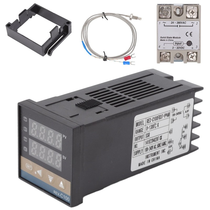 Digital PID Thermostat Temperature Controller Long 100V‑240V and 3.3ft M6