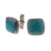 Mens Turquoise Cuff Links, Sterling Silver, 20mm