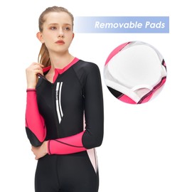 Zipper Front Boyleg Bathing Suit Full Body Surfing Wetsuit for Women One Piece Sun Protection UPF 50+ Swimsuit Black M