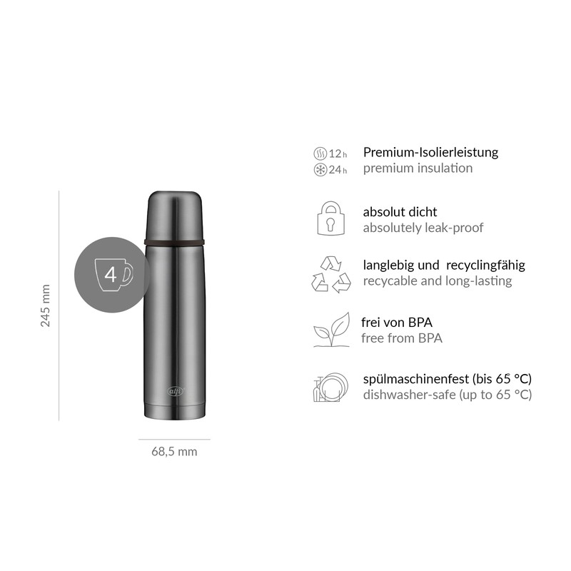 alfi ISOTHERM PERFECT AV 500 ml, Cool Grey Matt, Stainless