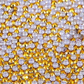 3000 Pieces SS6 2mm Flatback AB Rhinestones Clear Glass Round Gems Crystals for Nail Art DIY Crafts Clothes Shoes Bags （Gold）
