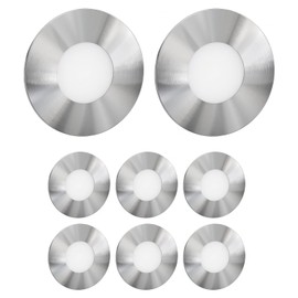 ledscom.de LED stair light, FEX stair light for indoor and outdoor use, round, stainless steel, 85 mm diameter, warm white, 8 pieces