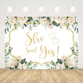 ABLIN 8x6ft She Said Yes Backdrop Pink Floral Bridal Shower Decorations Bachelorette Bride to Be Engagement Party Decorations She Said Yes Banner Photo Shoot Props