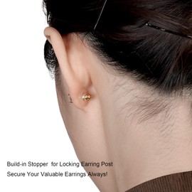 JIACHARMED Earring Backs for Studs, 4pcs Dics Earring Support Backing for Droopy Ears Heavy Earrings Comfortable Secure Earring Replacement for Studs in White Gold and 14K Gold