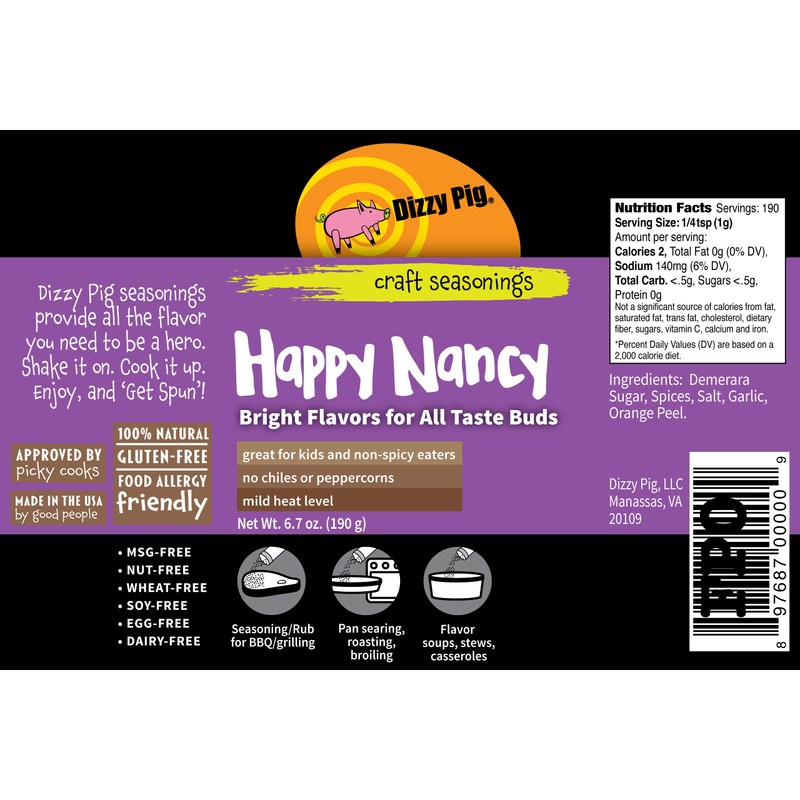Dizzy Pig Happy Nancy Mild Seasoning Rub | Pepper &